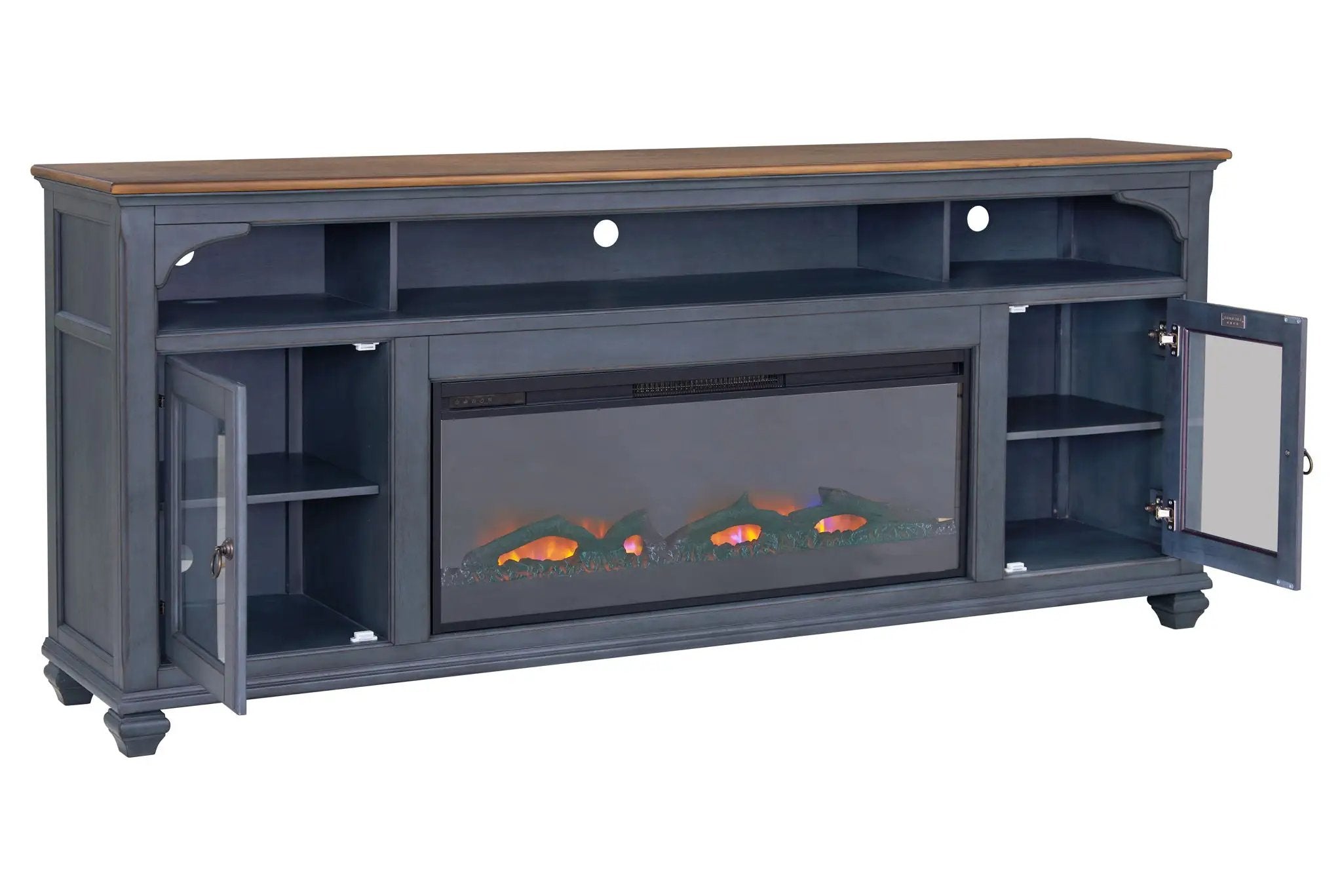 Fireplace TV Stand For TVs Up To 95" - Blue by HouseOfZazla