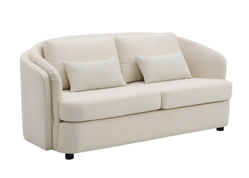 Mariko - Linen Loveseat With 2 Toss Pillows - Beige by Unique Piece Furniture