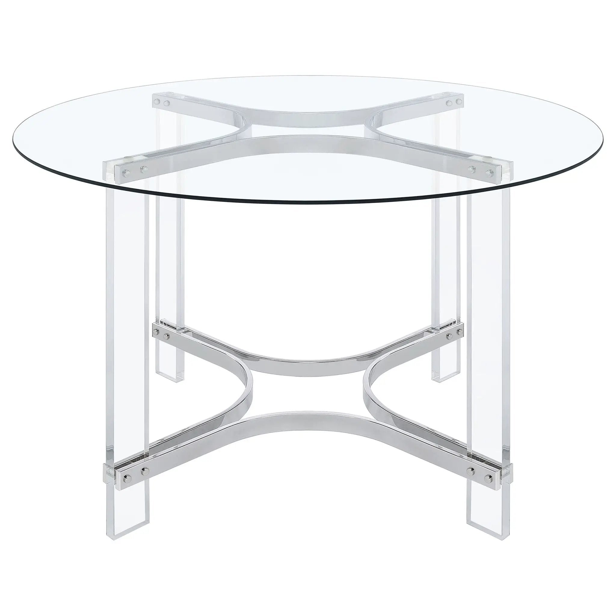 Keeling 5-piece Round Glass Top Acrylic Dining Set Chrome by Unique Piece Furniture