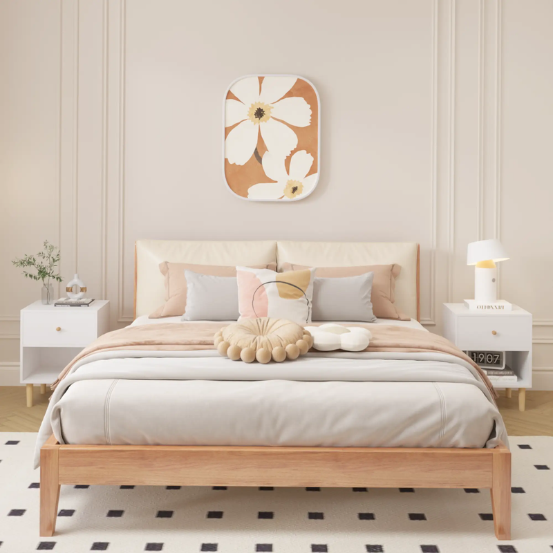 23.22"H Wooden Nightstand with One Drawer and Shelf by HouseOfZazla