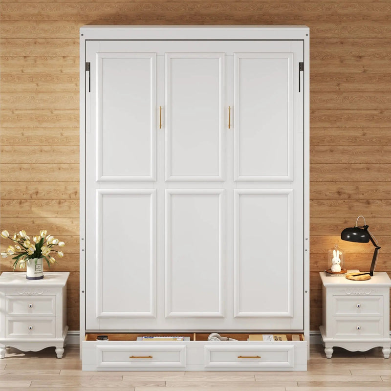 Full Size Murphy Bed With 2 Drawers - Beige by Unique Piece Furniture