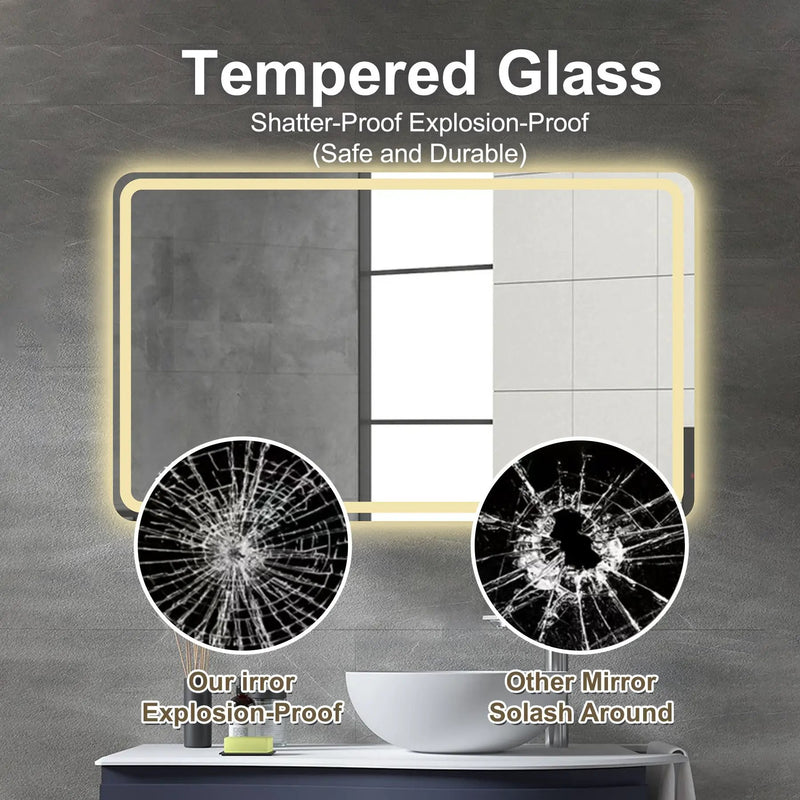 24X40 Inch LED Bathroom Mirror Vanity with Front Lights by HouseOfZazla