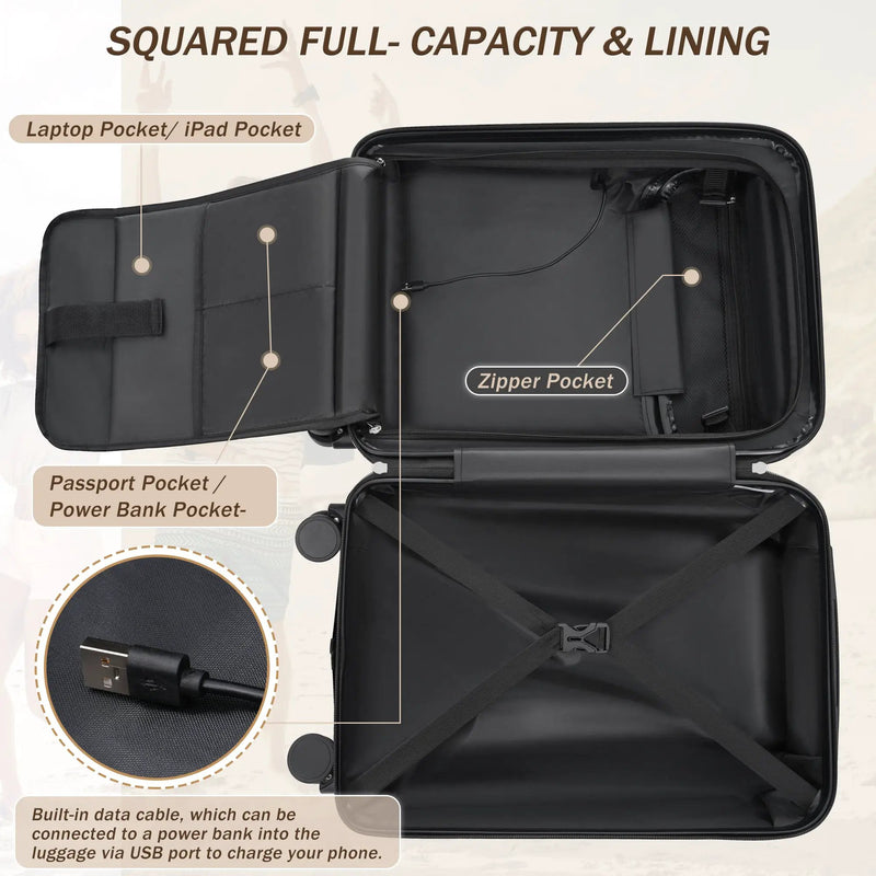 5 Piece Hardside Luggage Set with USB Port by HouseOfZazla