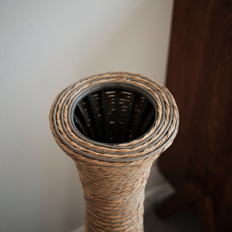 Tall Artificial Rattan Floor Vase with Artistic Design - Beige / Gray, photo 18 of 23