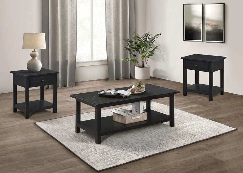 Payne 3-piece Coffee and 1-drawer End Table Set Java by Unique Piece Furniture