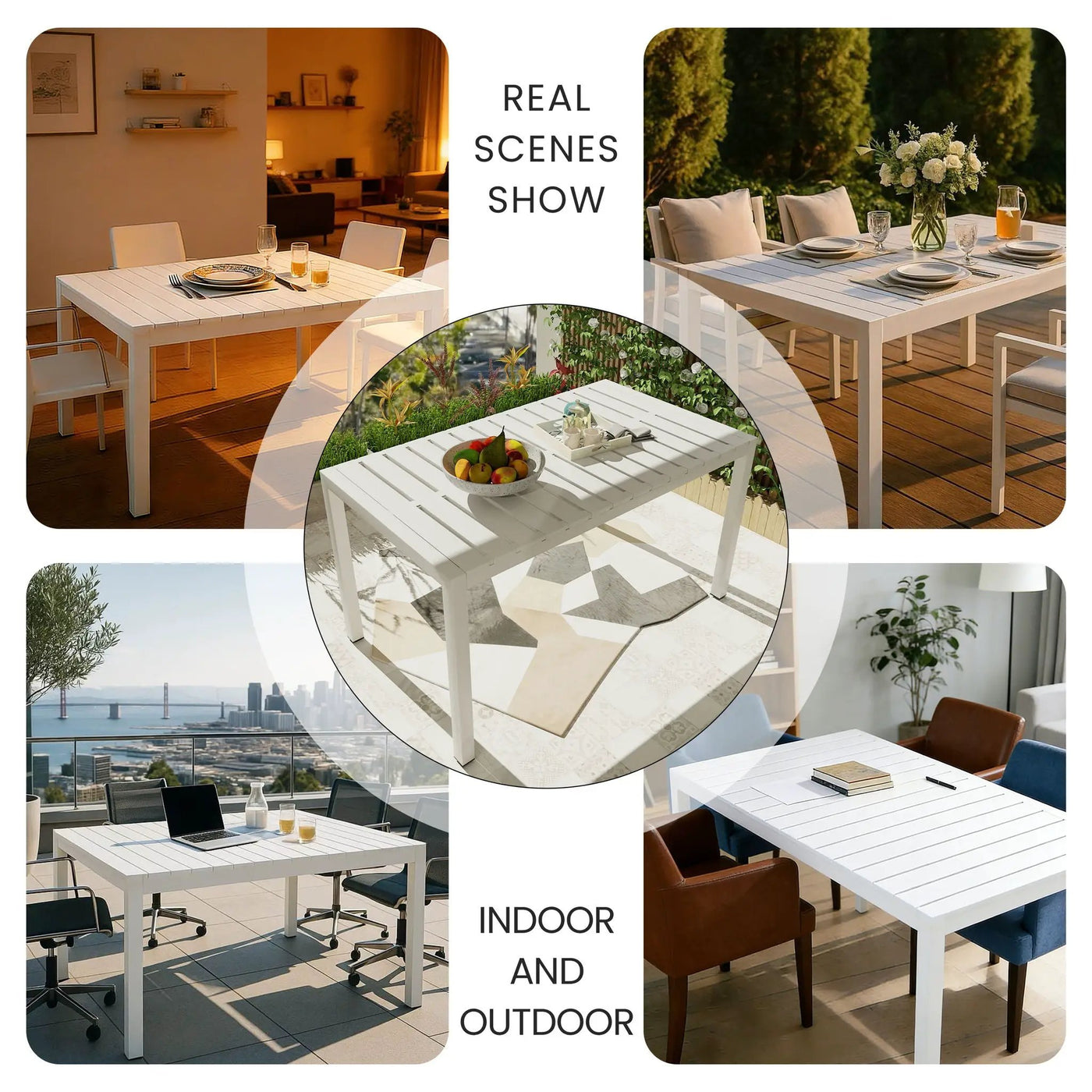 4 Piece Set Of Modern Striped Color- Blocking Single Chairs With Long Table by HouseOfZazla