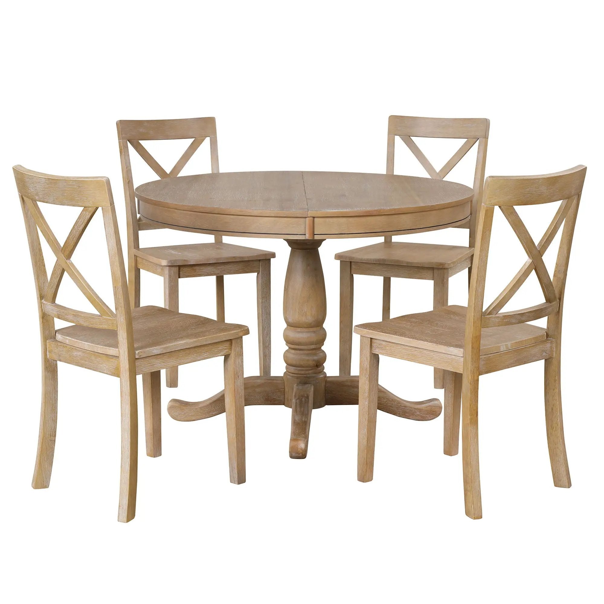 Modern Dining Table Set For 4, Round Table And 4 Kitchen Room Chairs, 5 Piece Kitchen Table Set For Dining Room, Dinette, Breakfast Nook by HouseOfZazla