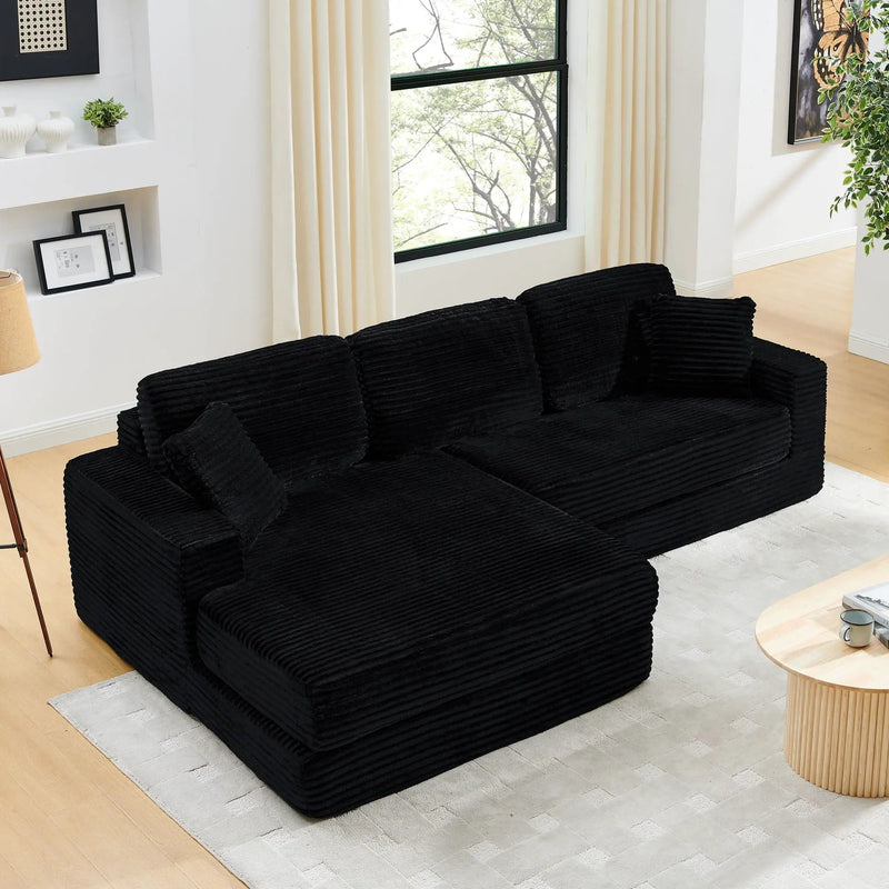 Modern Minimalist L Shape Modular Sectional Sofa, Couch by Unique Piece Furniture