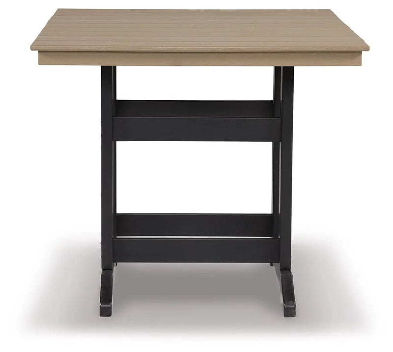 Fairen Trail - Square Counter TBL w/Umb OPT - Black / Driftwood by Unique Piece Furniture