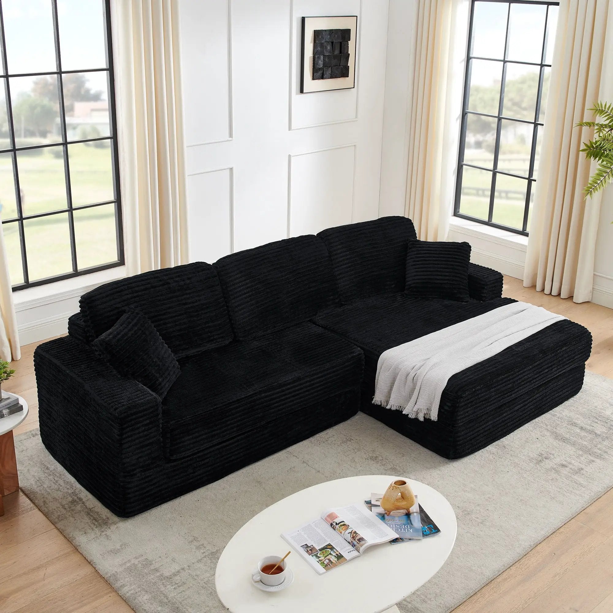 Modern Minimalist L Shape Modular Sectional Sofa, Couch by Unique Piece Furniture