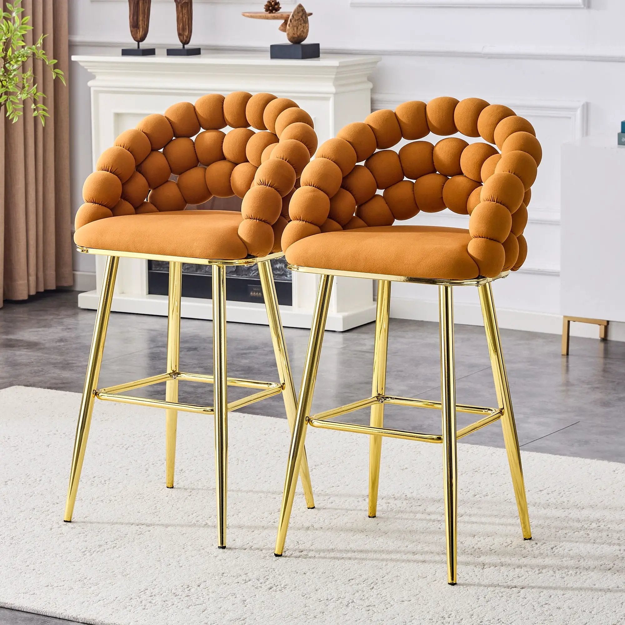 Bubble, Ball Chain Tufted Bar Chairs For Kitchen Island & Home Bar (Set of 2) by Unique Piece Furniture