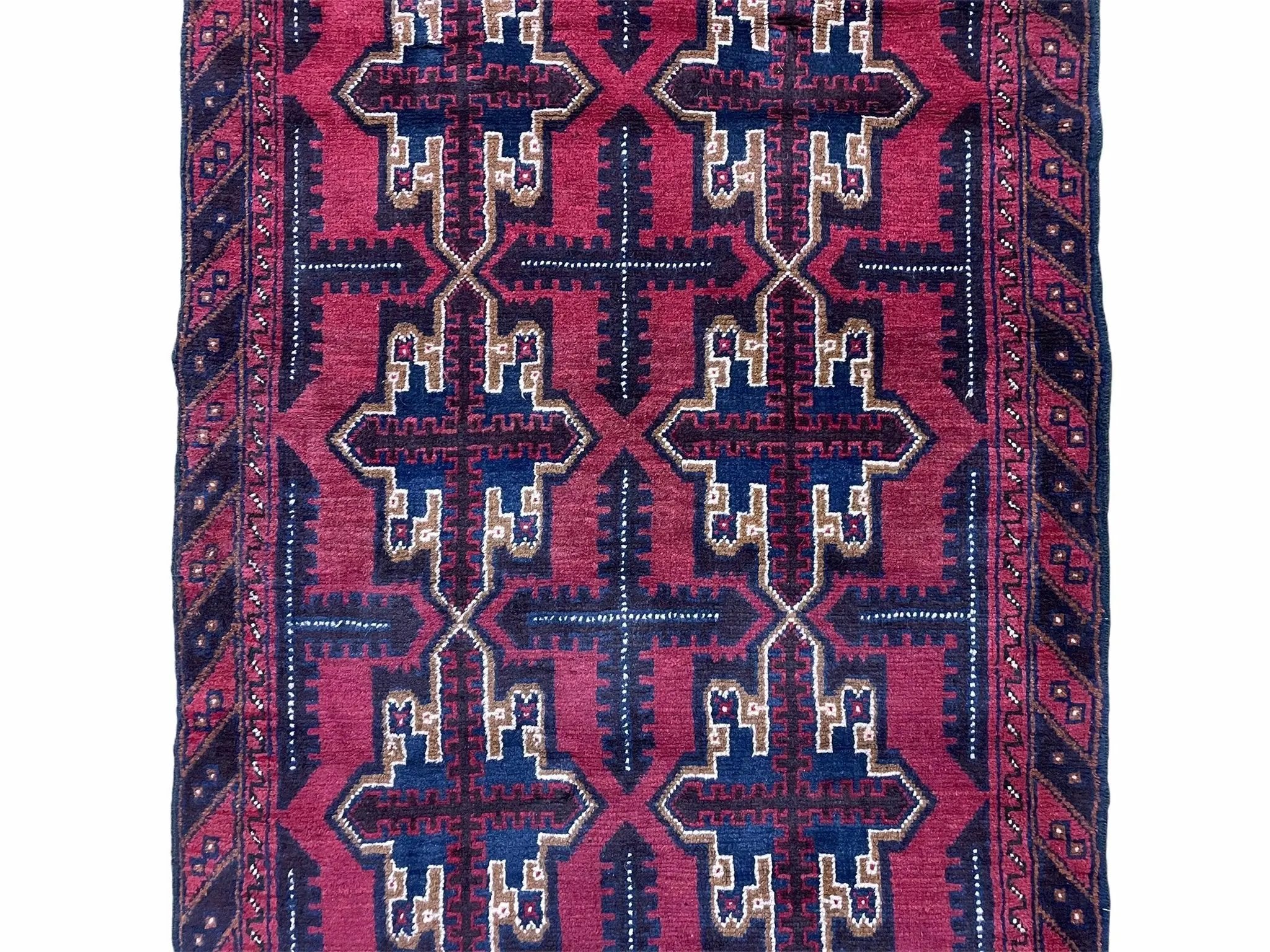 3X5 Vintage Handmade Tribal Wool Rug Balouchi Rug Afghan Rug Red Beige Blue Nice by Jewel Rugs