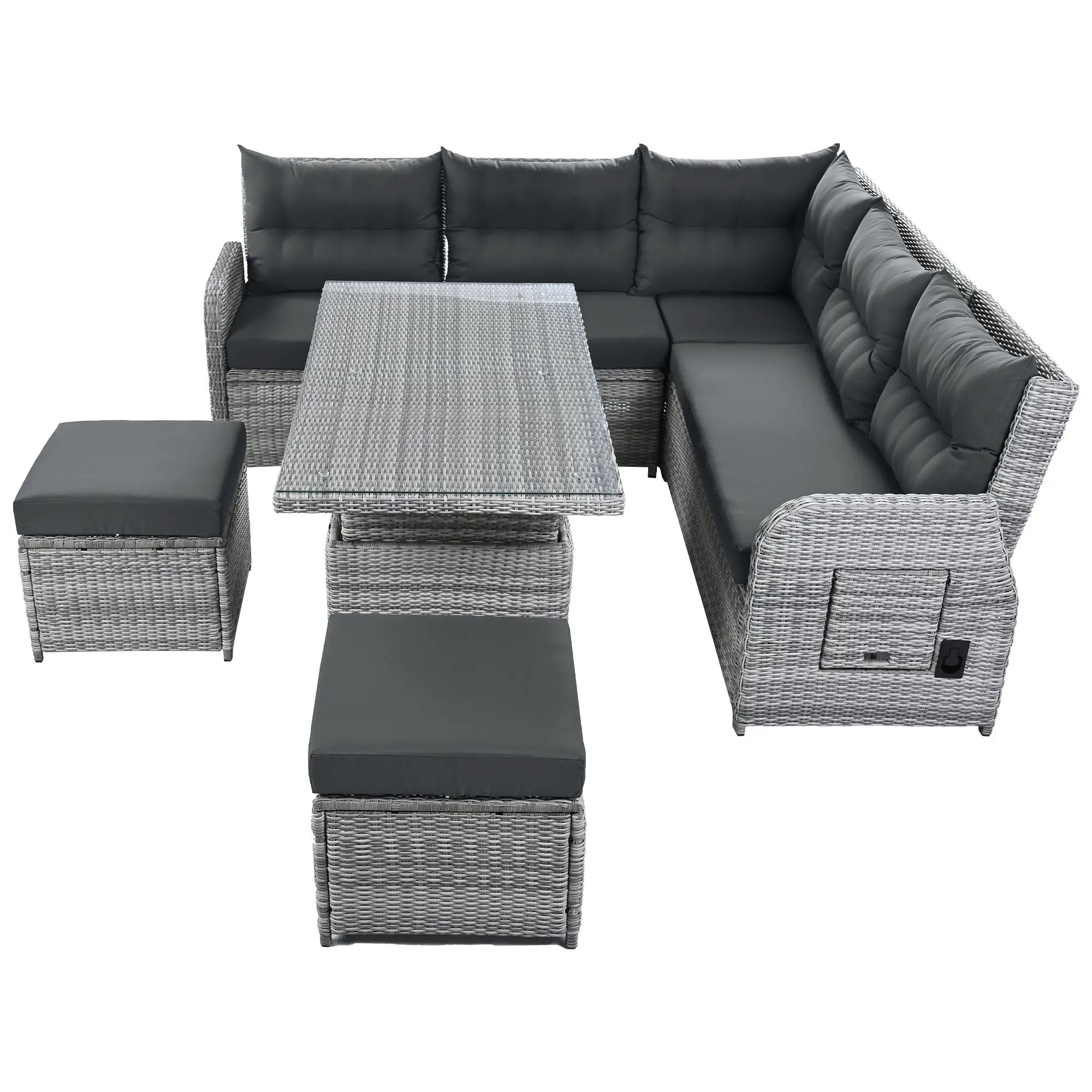 Outdoor Furniture Set Patio Rattan with Recliners and Tables by HouseOfZazla