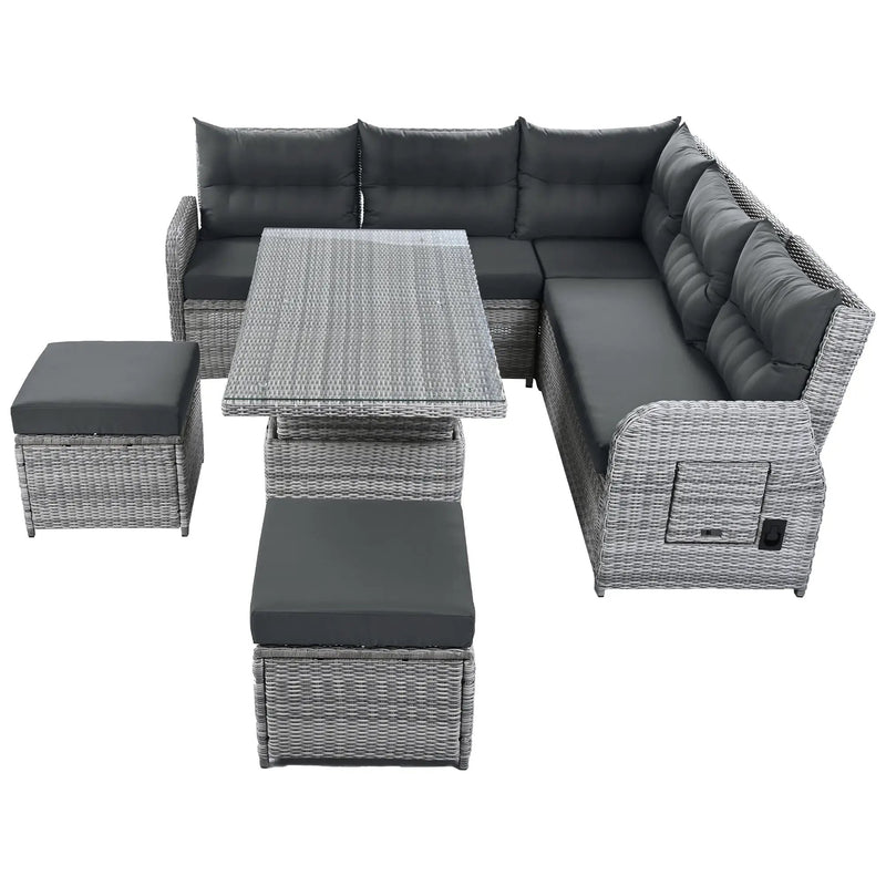 Outdoor Furniture Set Patio Rattan with Recliners and Tables by HouseOfZazla