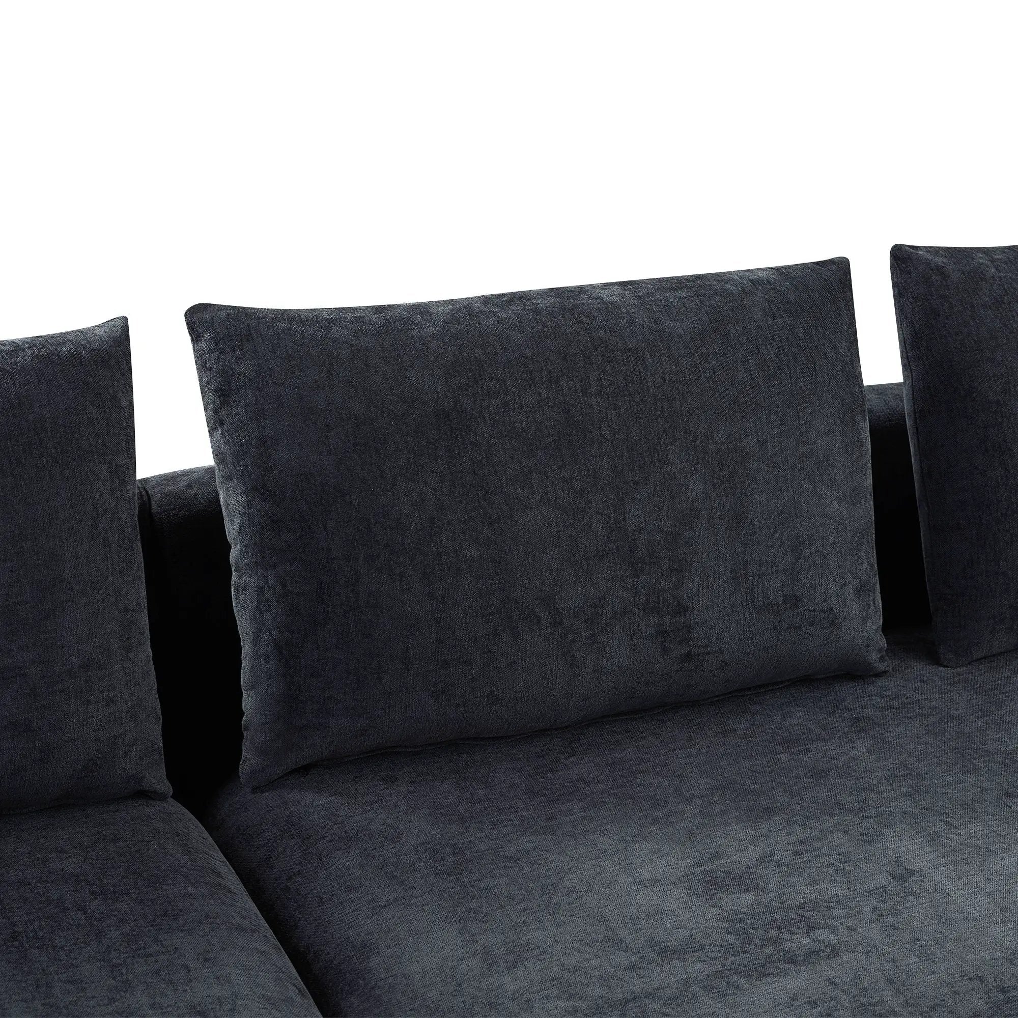 Modern L Shaped Sectional Sofa With Upholstery And Wooden Storage by HouseOfZazla