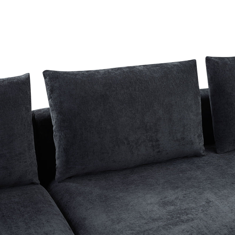 Modern L Shaped Sectional Sofa With Upholstery And Wooden Storage by HouseOfZazla