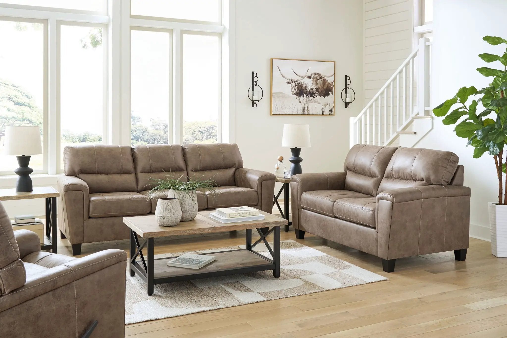 Navi - 3 Pc. - Sofa, Loveseat, Rocker Recliner - Fossil by Unique Piece Furniture
