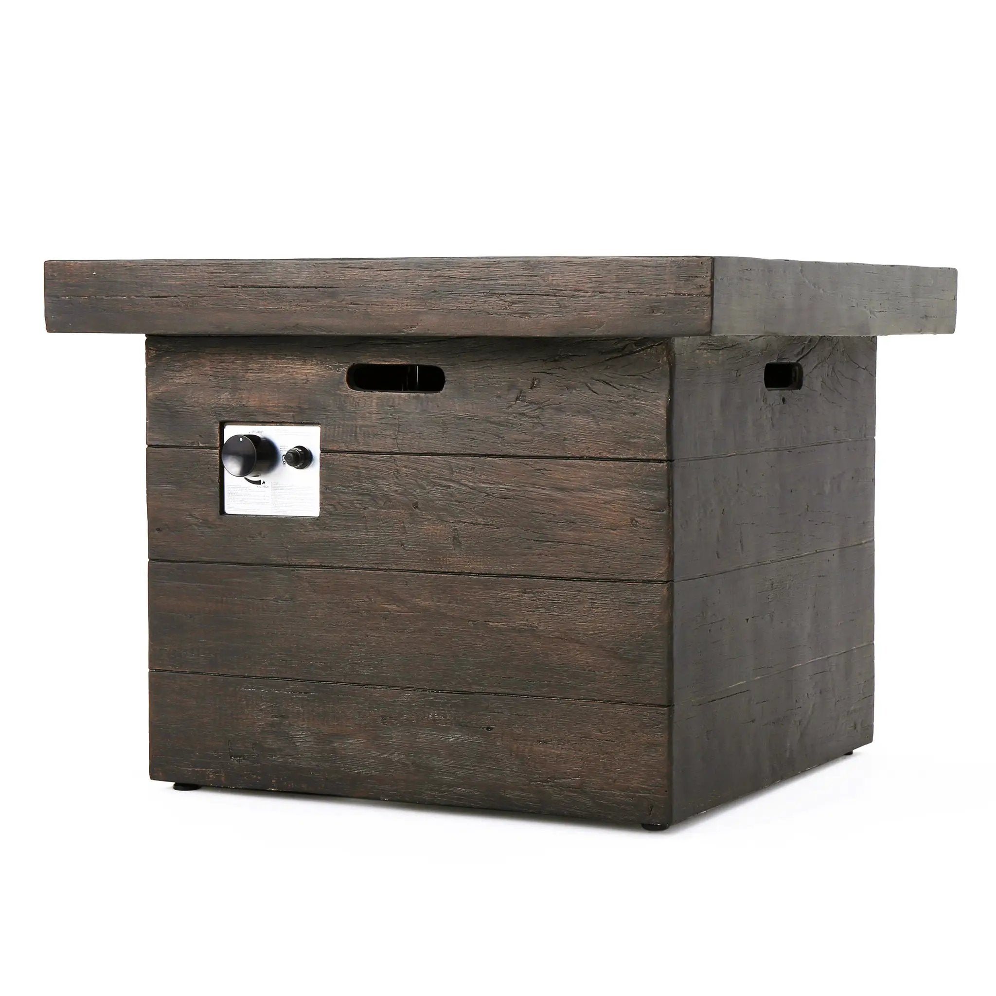 Anchorage 32'' Wood Square MGO Fire Pit Brown - 40,000 BTU by HouseOfZazla