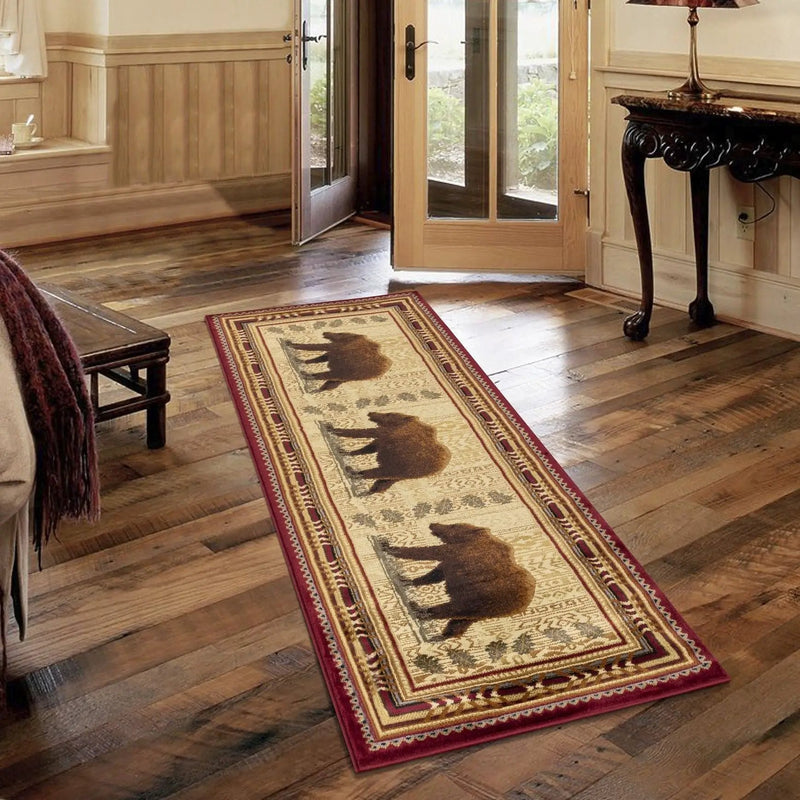 Nature's Nest - 5'3" X 7'3" Lodge Area Rug - Multi, Red by HouseOfZazla