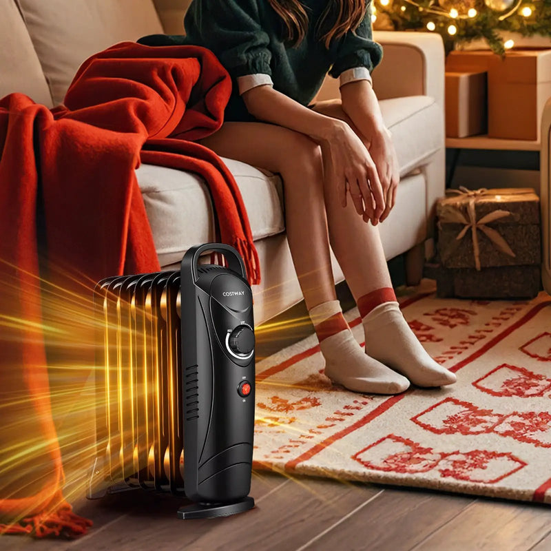 700W Electric Oil Filled Radiator Heater with Adjustable Thermostat by DirectDeals