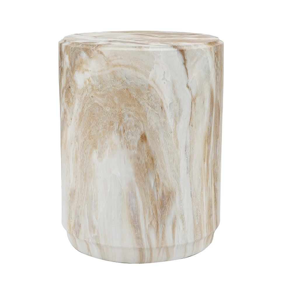 Marble-Look Stool Accent Table with Swirling Stone Finish - Beige, Green, or Black, photo 4 of 10