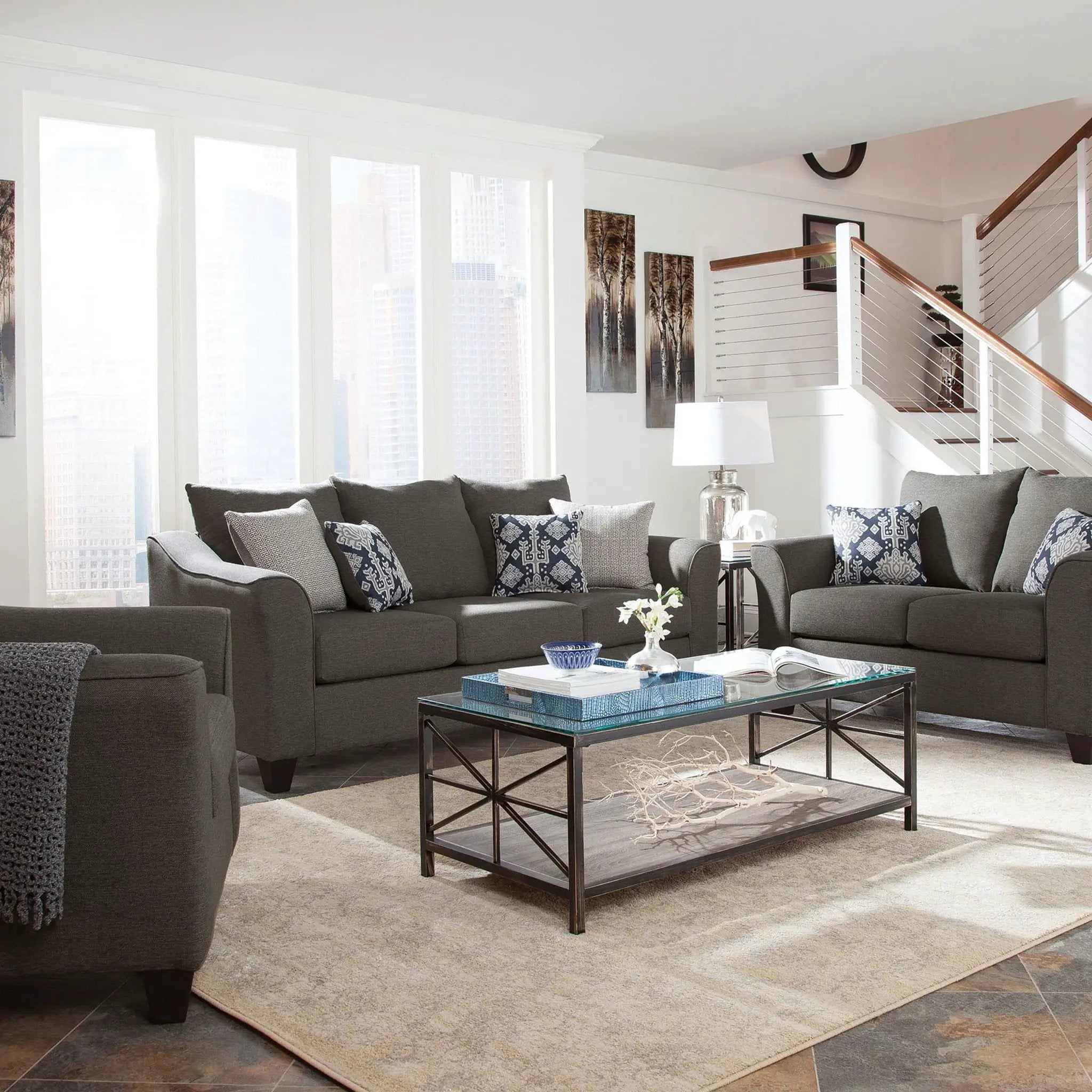 Ralston - Sofa With Accent Pillows - Gray by HouseOfZazla