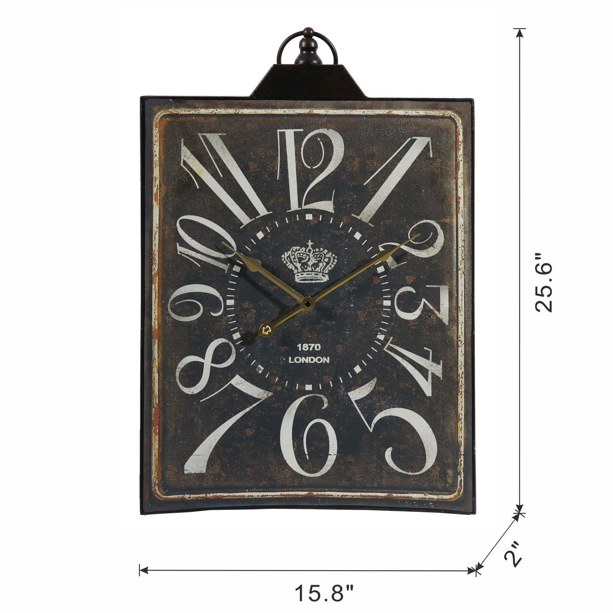 Large Vintage Rectangular Wall Clock with Numerals - White / Black, photo 6 of 6