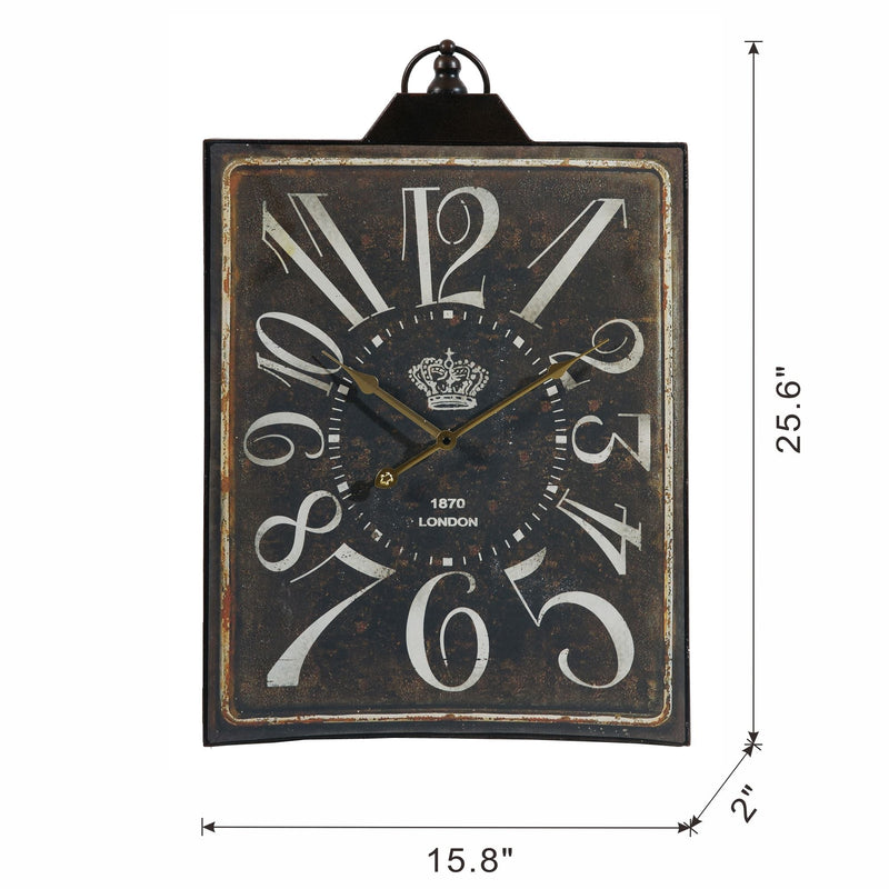 Large Vintage Rectangular Wall Clock with Numerals - White / Black, photo 6 of 6