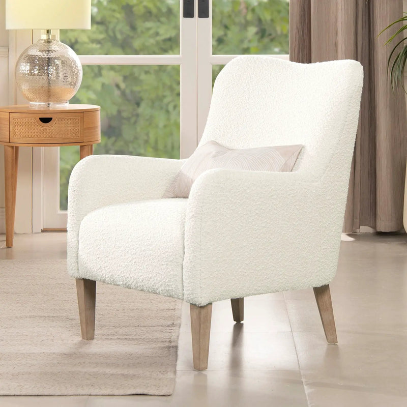 Nimbus - Curved Accent Chair - Ivory White by HouseOfZazla