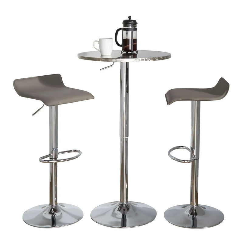 Ale - 3 Piece Bar Set Bistro Round Contemporary Adjustable Oval Footrest by HouseOfZazla