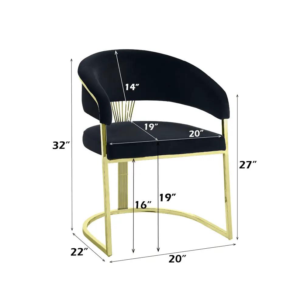 Fallon - Side Chair - Black Velvet & Mirrored Gold by Unique Piece Furniture