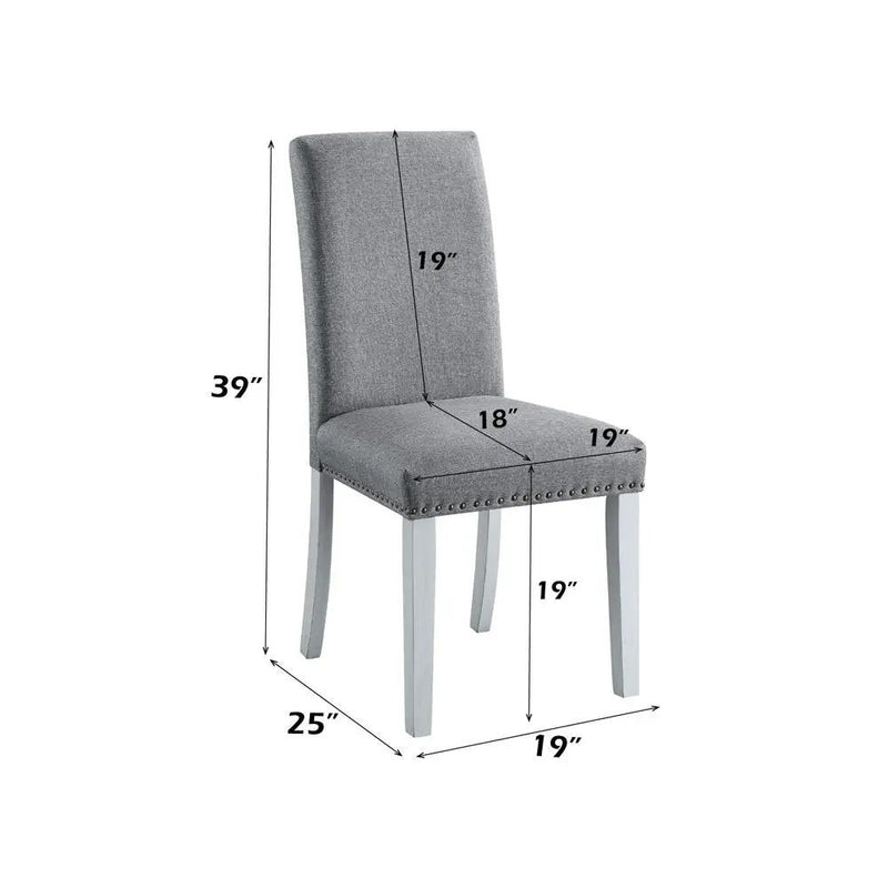 Lanton - Side Chair (Set of 2) - Gray Linen & Antique White by Unique Piece Furniture