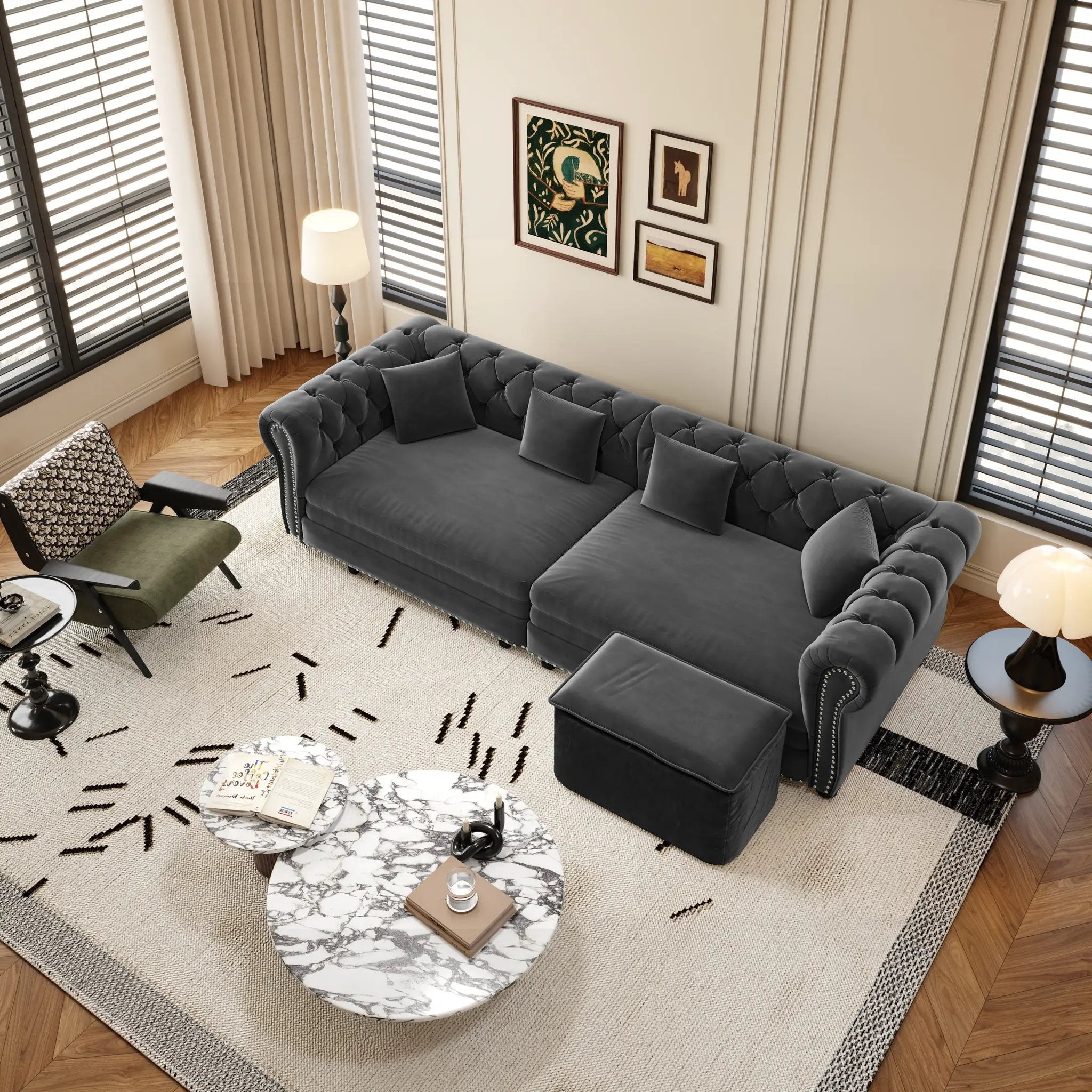 Chesterfield Sofa Bed – 3-in-1 Convertible Velvet Sofa by HouseOfZazla
