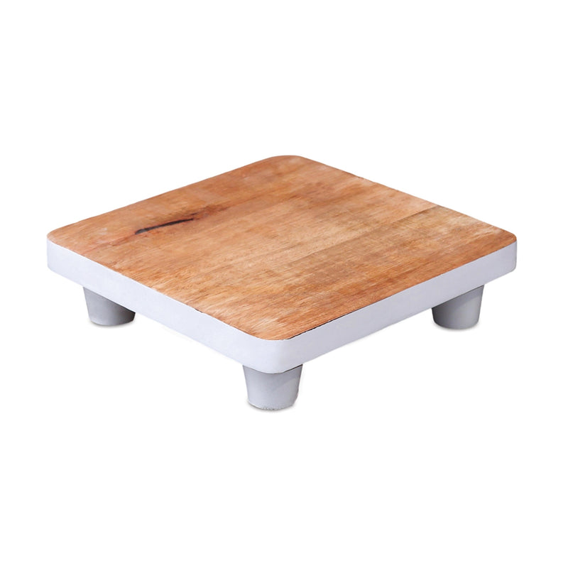Natural wood pedestal tray (set of 2), photo 3 of 4