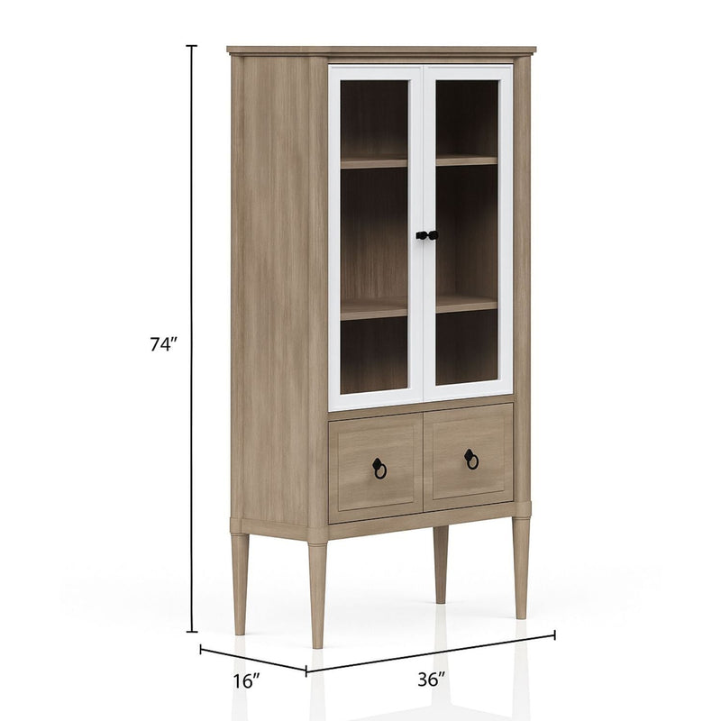 Display Bookcase with Glass Cabinet Doors - Sand, photo 2 of 6
