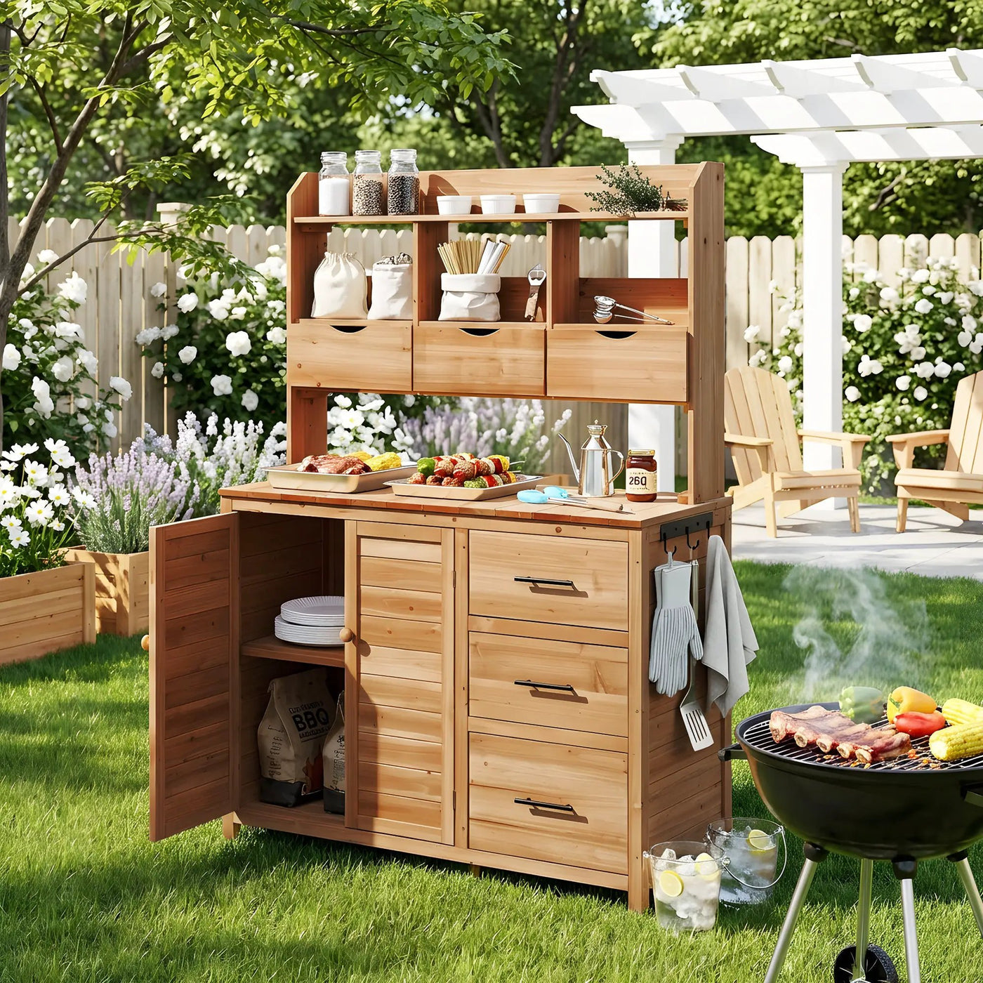 TOPMAX Farmhouse Patio Potting Bench with Storage and Workstation by HouseOfZazla
