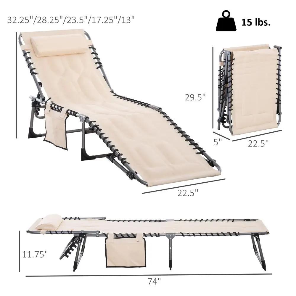 Outdoor Reclining Camping Tanning Chair with Headrest by HouseOfZazla