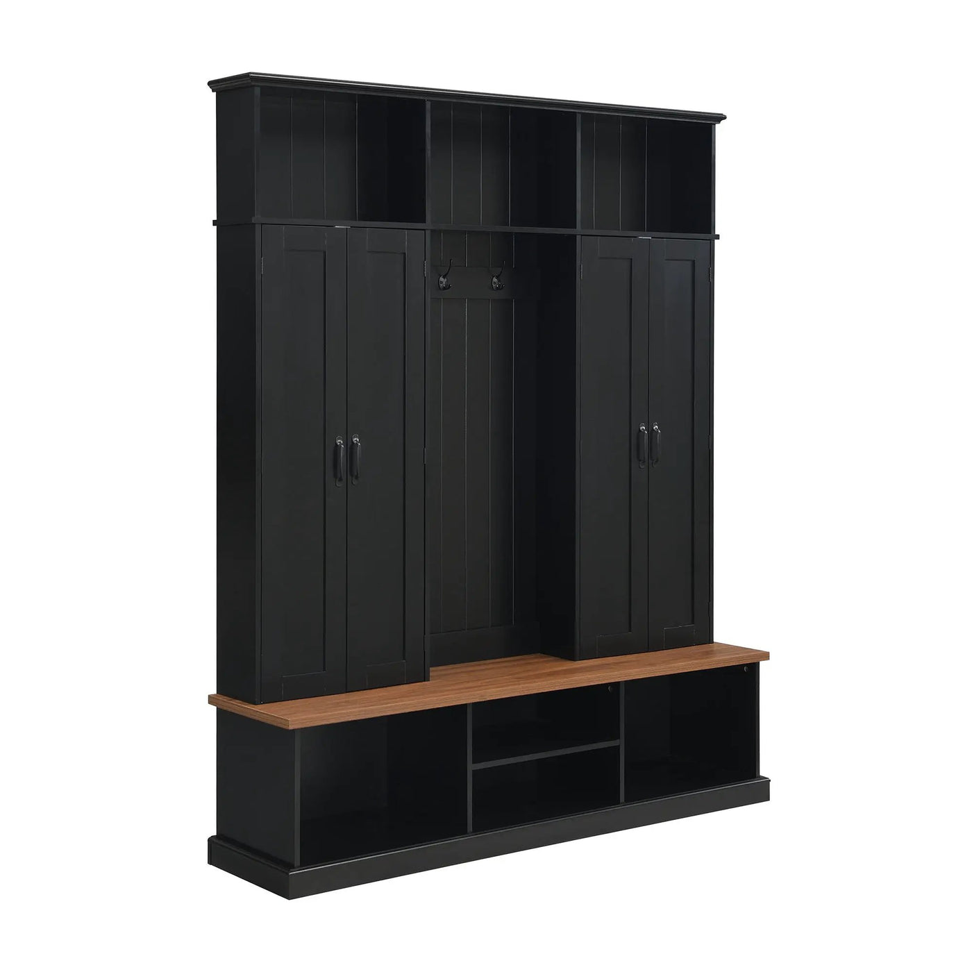 Entryway Hall Tree With Bench, 3 Top Cubbies & Bottom Storage Space by HouseOfZazla