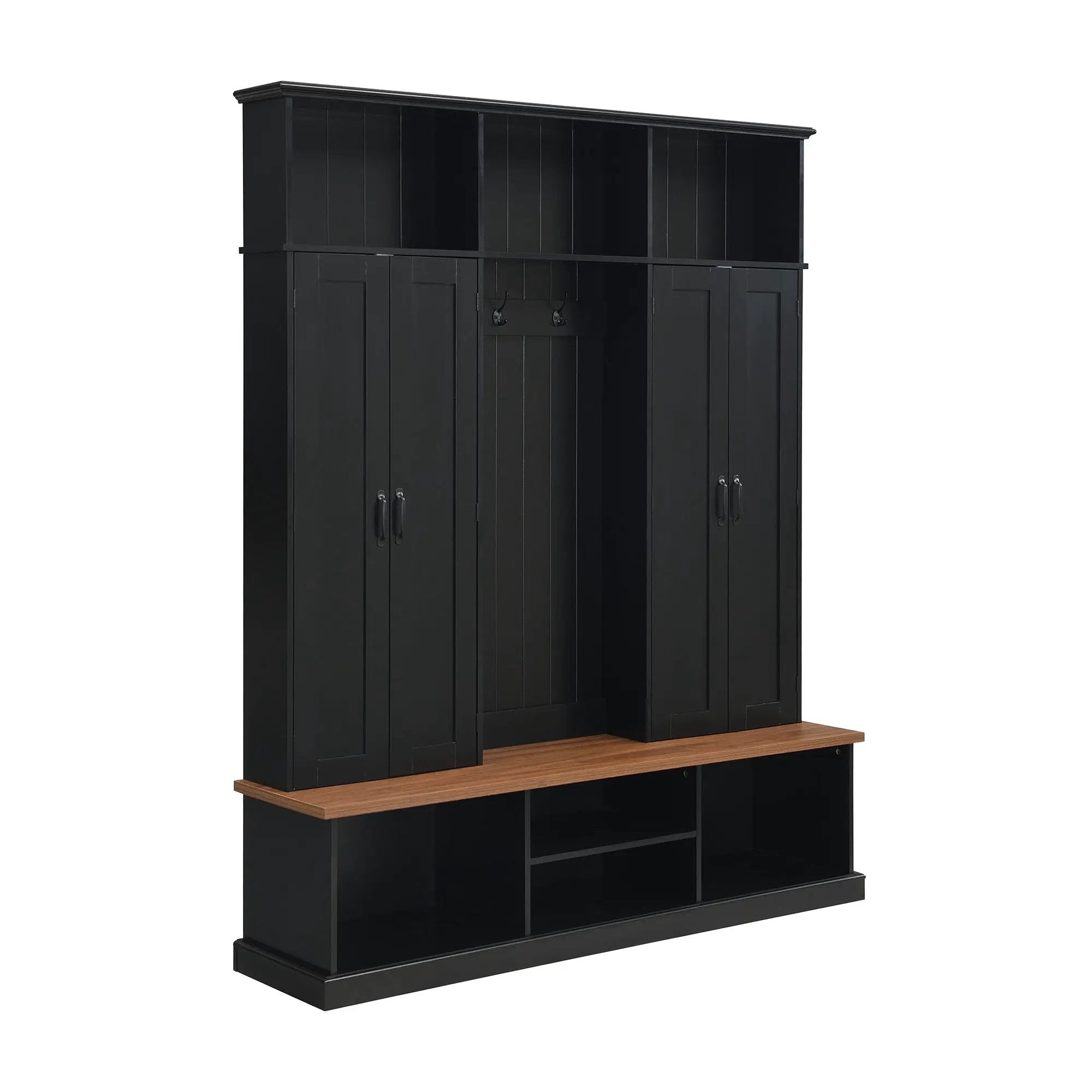 Entryway Hall Tree With Bench, 3 Top Cubbies & Bottom Storage Space by HouseOfZazla