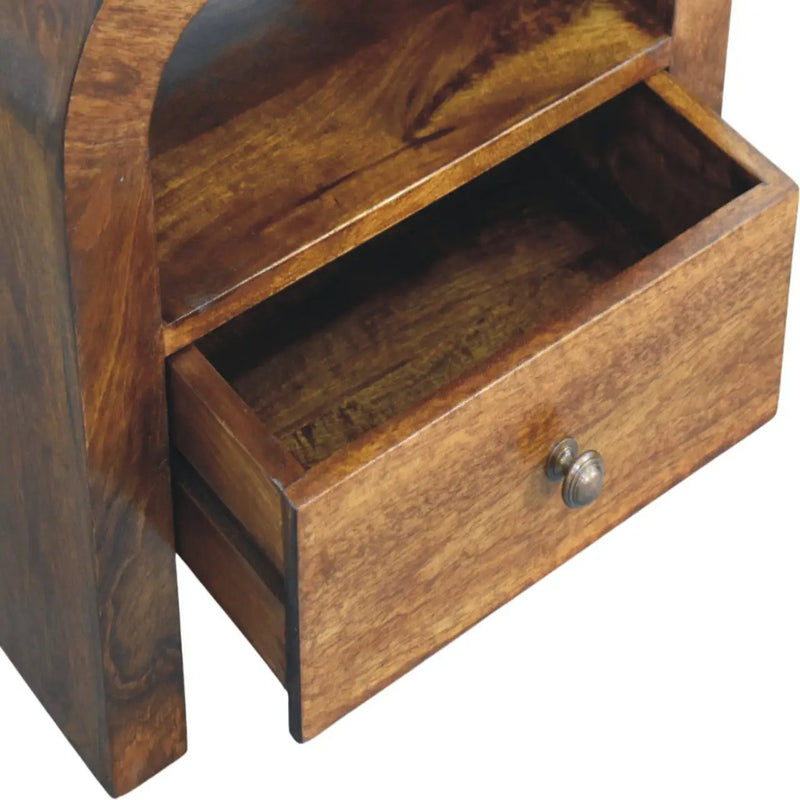 Solid Wood Darcy Nightstand, 1 Drawer and Open Shelf, Chestnut by HouseOfZazla