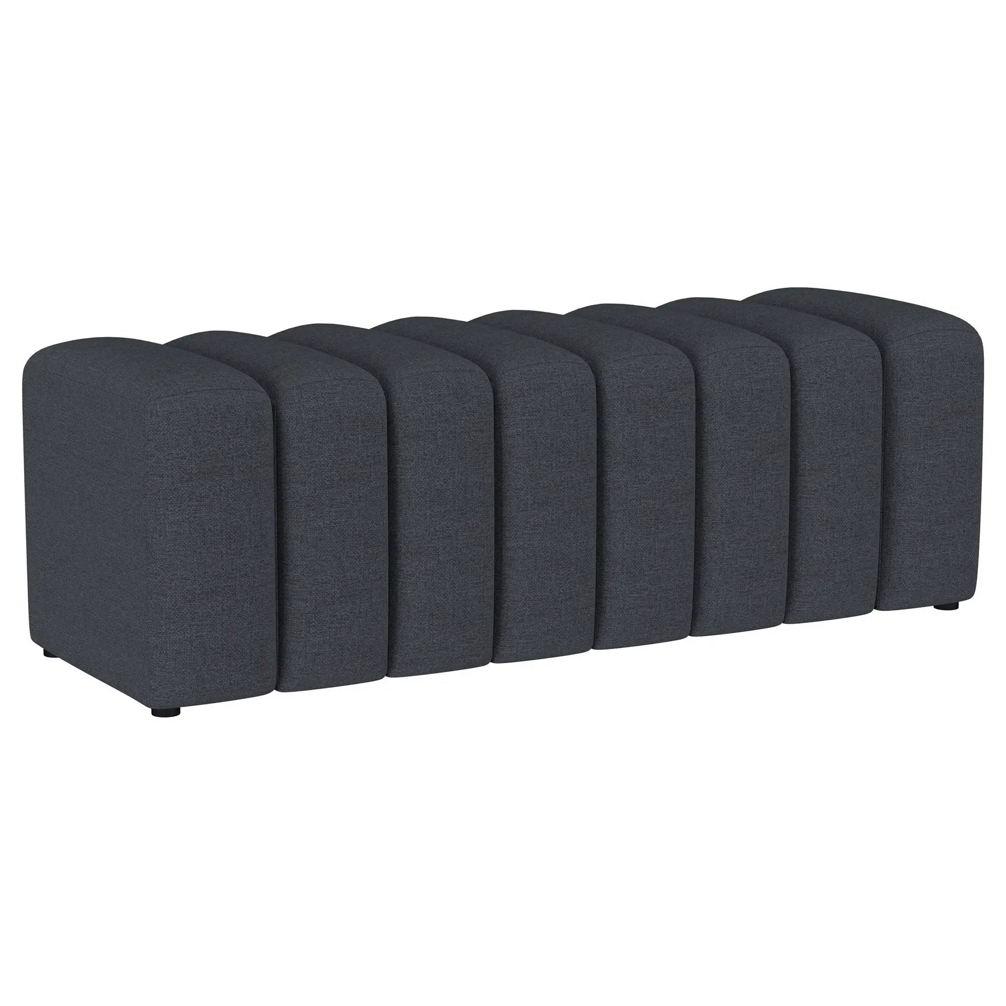 Summer Fabric Upholstered Tufted Accent Bench Charcoal by Unique Piece Furniture