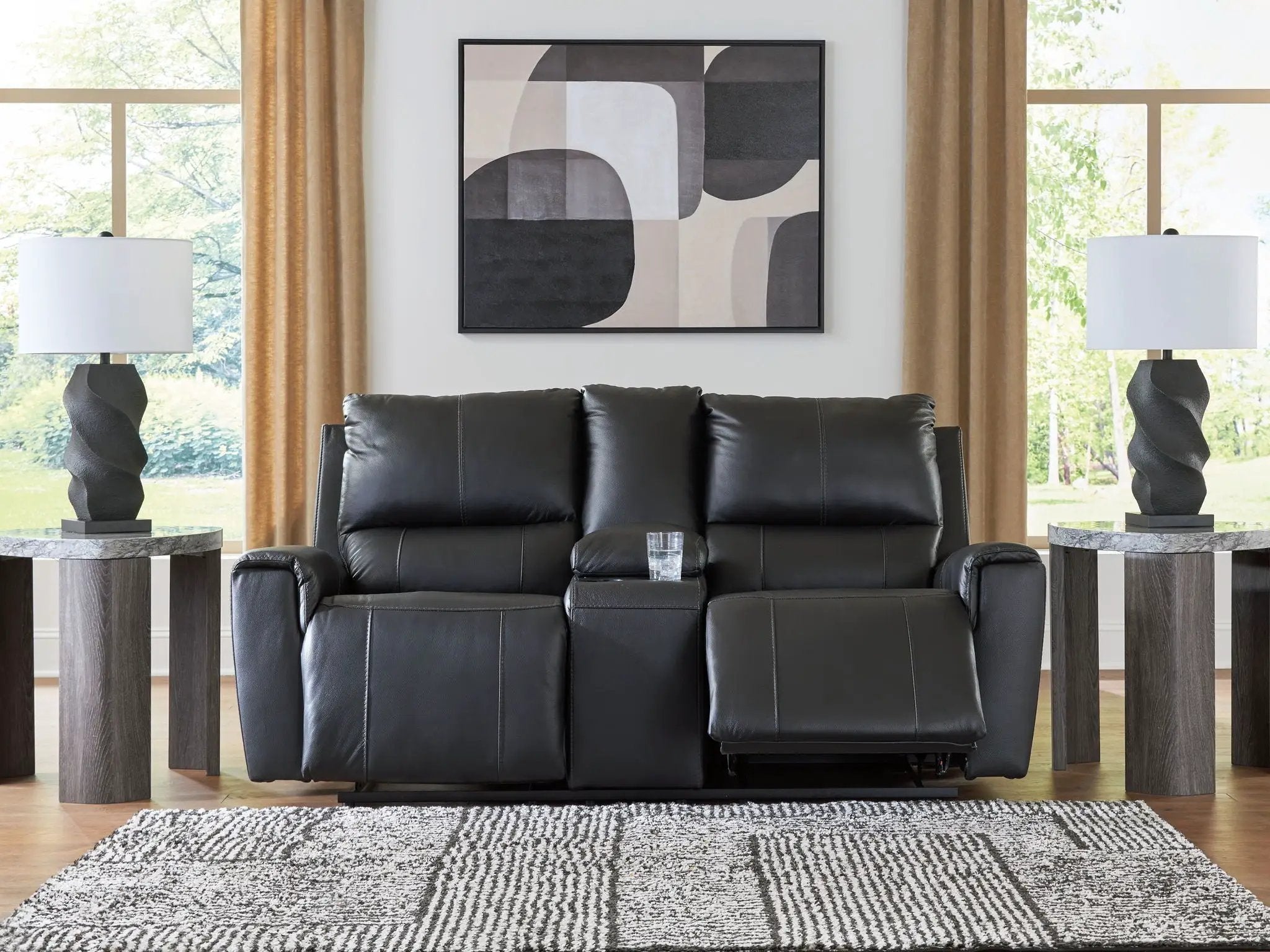 Glossmore - Reclining Loveseat With Console - Black by Unique Piece Furniture