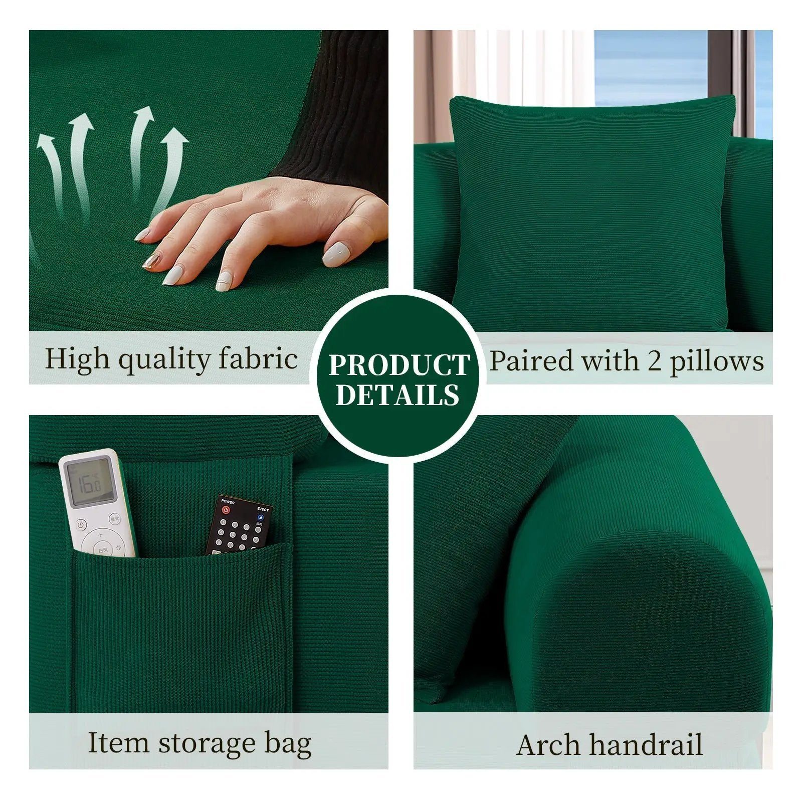 Spring Sofa with High-Quality Fabric in Green by HouseOfZazla