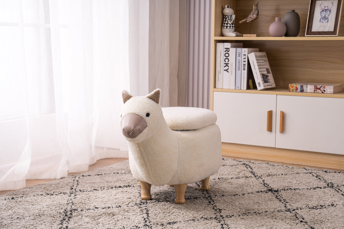 Leo the Llama Faux-Fur Storage Ottoman with Hidden Storage, photo 2 of 10