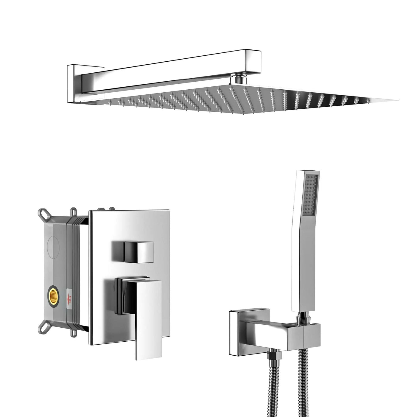 10" Square Dual Shower Head System Wall Mounted With Rough In Valve Modern Bathroom Fixture by HouseOfZazla
