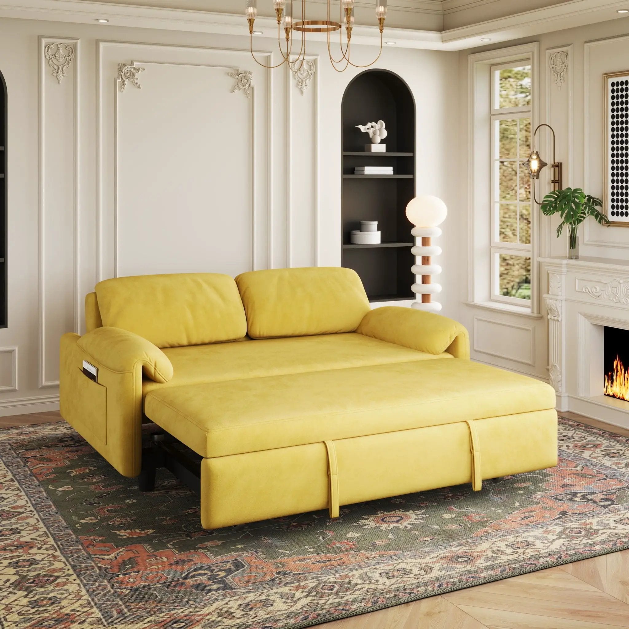 Sofa, Dual Purpose Lounge With Retractable Queen Size Bed by Unique Piece Furniture