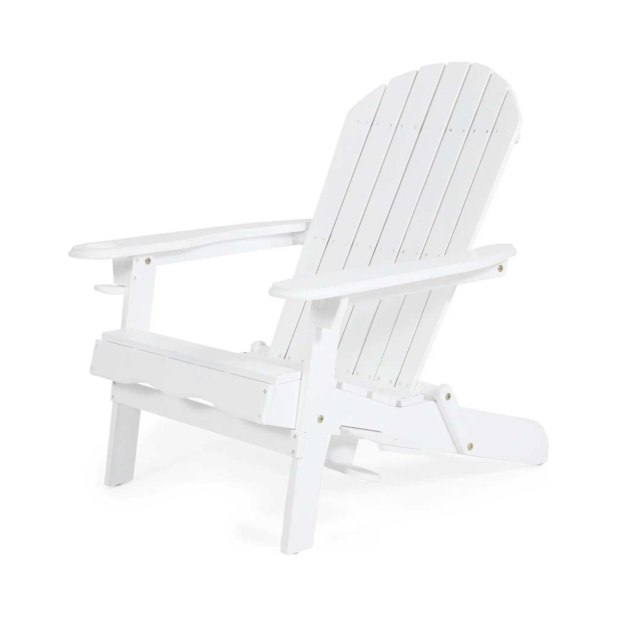 Zenithia Outdoor Foldable Adirondack Chair with 2 Cup Holders, White by HouseOfZazla