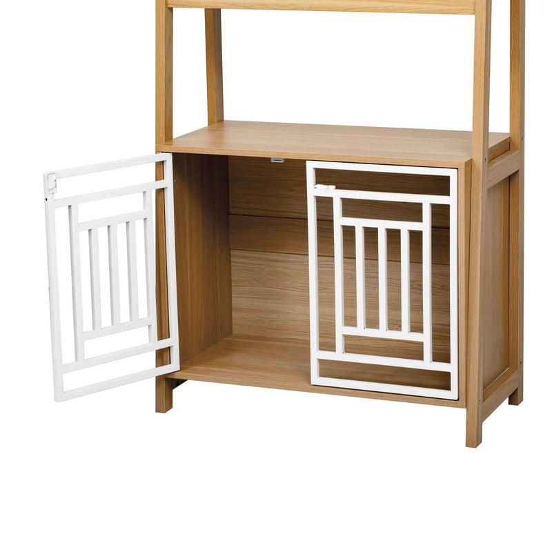 Modern Furniture Style 2 In 1 Pet Friendly Dog Crate Ladder Bookcase - Ancient Oak by HouseOfZazla