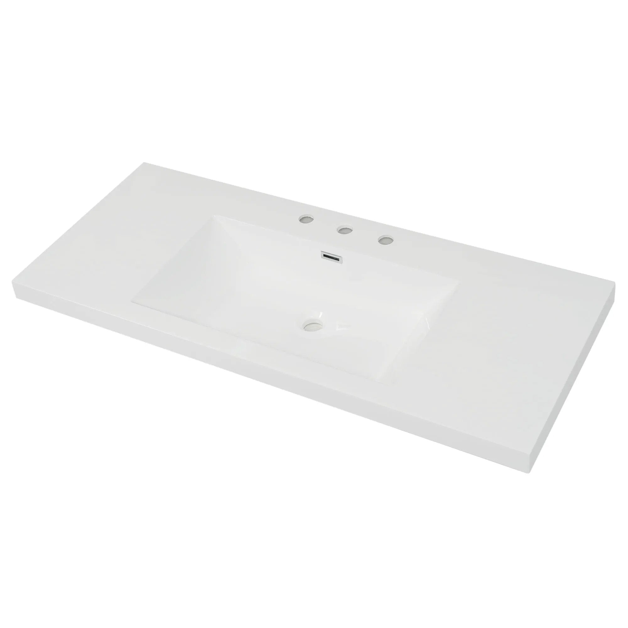 Vanity Top With 3 Faucet Holes, Rectangular Basin For Bathroom - White by HouseOfZazla