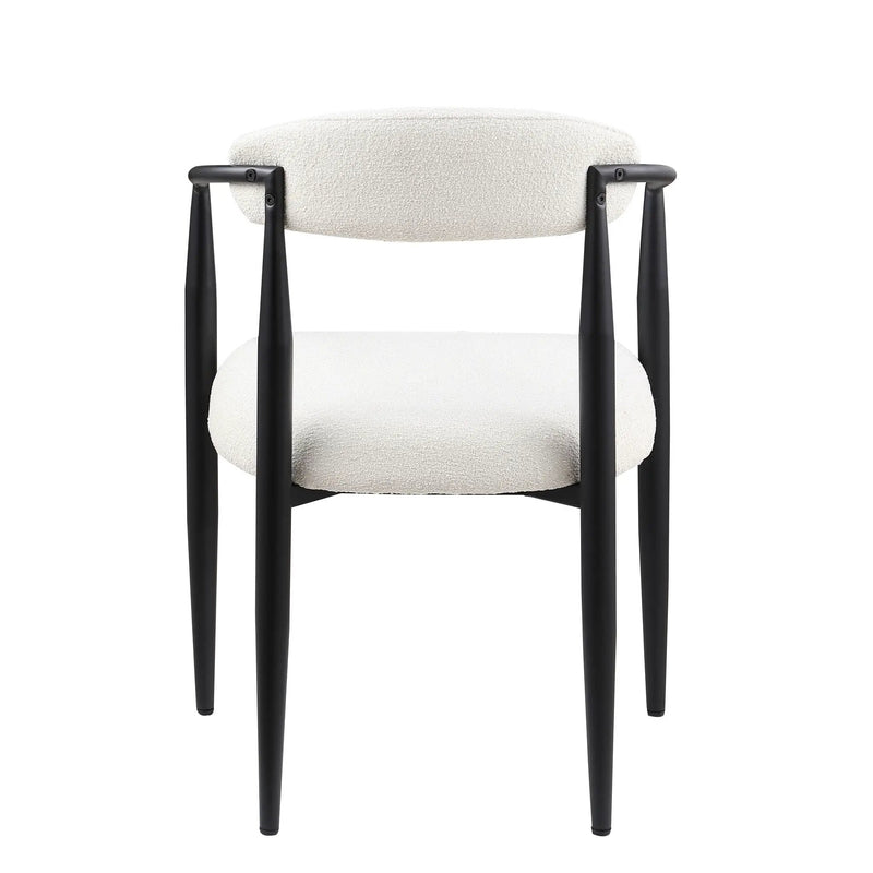 Dining Chairs (Set of 2), Mid-Century Modern Dining Chairs, Kitchen Dining Room Chairs, Round Boucle Backrest Sherpa Dining Chair With Metal Legs by Unique Piece Furniture